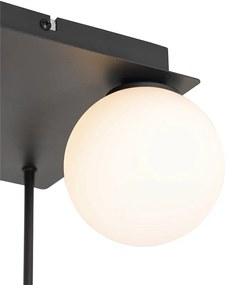 Nowoczesna lampa sufitowa czarna z opalowym szkłem 5-light - Ateny Nowoczesny Oswietlenie wewnetrzne