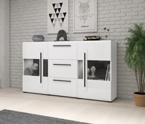 Komoda przeszklona TULSA 2D3S 180 biała połysk HELVETIA