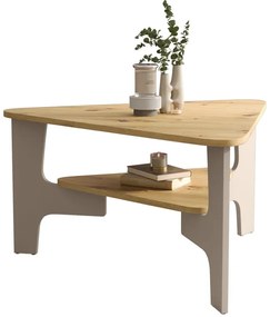 Trójkątny stolik kawowy z półką dąb artisan + kaszmir B2-P30