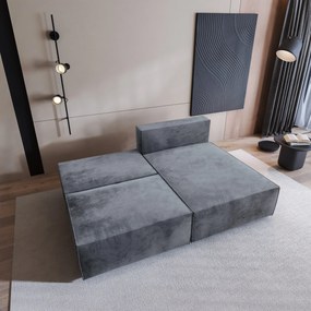 Masseno Narożnik FIORO z funkcją spania i pojemnikiem na pościel Narozniki L, Rozkładana sofa - Szary, MONOLITH 85