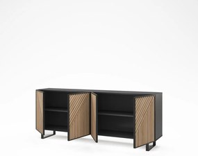 Czarno-naturalna komoda w dekorze dębu 201x80x40 cm Alana – Marckeric