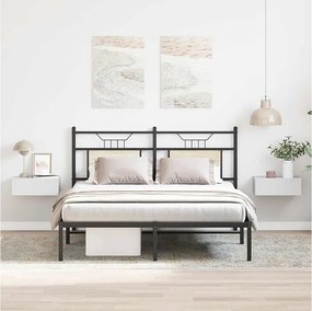 Zestaw 2 Wiszących Białych Nocnych Szafek z Połyskiem z Szufladą, Drewno Inżynieryjne, 40x30x15 cm, Klasyczny Design i Oszczędność Miejsca