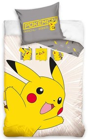 Carbotex Dziecięca pościel bawełniana Pokémon Pikachu w Akcji, 140 x 200 cm, 70 x 90 cm