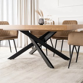 Industrialny stół rozkładany Hampton 160-240 cm, kolor dąb złoty/czarny