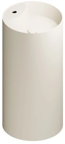 Umywalka z konglomeratu wolnostojąca okrągła beżowa matowa 87 x 44 cm KALMI BEIGE MATT z otworem na baterię : Podłączenie syfonu - Do ściany