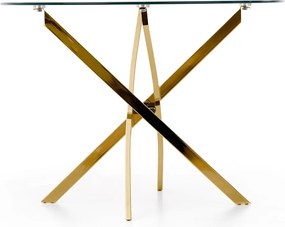 Szklany stół w stylu glamur Raymond na złotych nogach