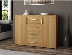 Komoda AKORD K45 Olcha 110 cm 2 drzwi 4 szuflady kolor Olcha mat 4 półki 110x35x80 cm