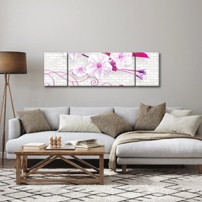 Obraz gałązki z kwiatami (170x50 cm)