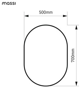 Lustro owalne bez podświetlenia symetryczne bezramowe PLATAN | Różne rozmiary | Różne kolory szkła : Kolor - Grafit, Rozmiar - 70 x 130 cm