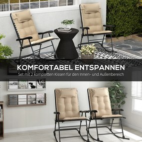 Outsunny Zestaw 2 poduszek na leżak ogrodowy, Wodoodporne, Beżowe, 50x116x5 cm