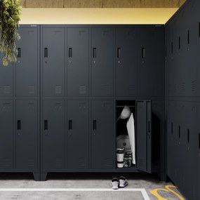 Szafa socjalna BHP ubraniowa 10-drzwiowa antracytowa: BARTEK 1360 x 1720 x 450 mm