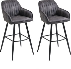 Zestaw 2 krzeseł barowych - tkanina i metal - antracyt - BOND