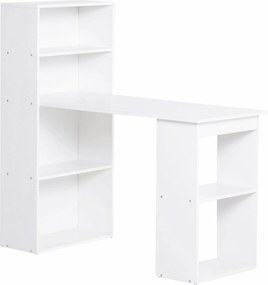 HOMCOM Biurko kuchenne z półką, stolik komputerowy, stół do pracy, stolik na laptopa, regał biurowy, biały, 120 x 55 x 120 cm