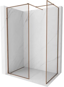Mexen Kioto-F ścianka prysznicowa Walk-in z ramką 140 x 120 cm, transparent 8 mm, różowe złoto - 800-140-202-04-60-120