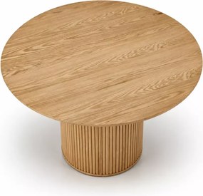 Okrągły stół Terra 120 cm z okleiny naturalnej na ryflowanej nodze w kolorze naturalnego drewna