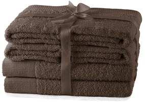Brązowe bawełniane ręczniki zestaw 6 szt. frotte Amari – AmeliaHome