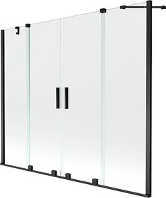 Mexen Velar Duo parawan nawannowy 2-skrzydłowy rozsuwany 180 x 150 cm, transparent, czarny - 896-180-000-02-70