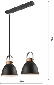 Czarna lampa wisząca z metalowym kloszem Danielle – LAMKUR