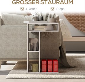 HOMCOM Stolik pomocniczy, wózek serwisowy w kształcie litery C, 4 kółka, 3 komory, 40 x 30 x 69 cm, Biały