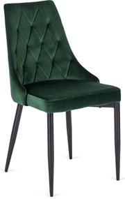 Zestaw Stół Prostokątny Rozkładany CLARK 120-160 cm Dąb Artisan/Czarny i 4 Krzesła Tapicerowane do Jadalni CORK Zielone Welurowe