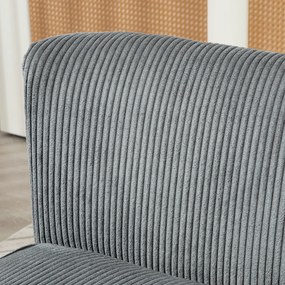 HOMCOM Sofa 2-osobowa, Drewno, Aksamitny poliester, Pianka, 117 x 56,5 x 77 cm, Szara