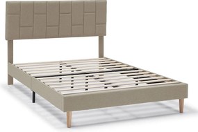 Rama łóżka platformowego Sorni z pikowanym zagłówkiem, 30 cm, 90x190 cm, beżowy.