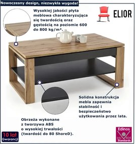 Ława prostokątna z podnoszonym blatem dąb artisan + czarny D8-N75