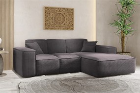 Narożnik w kształcie L SIENA, tkanina Poso, Ciemnoszary, Prawy