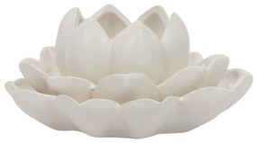 Świecznik na tealight kwiat lotosu z porcelany, 12,5 x 13 x 6,5 cm