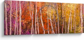 Obraz kolorowego lasu (z zegarem) (90x30 cm)