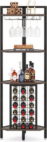 Półka narożna z uchwytem na butelkę i półkami do przechowywania, 4-poziomowy bar narożny, wolnostojąca półka narożna do salonu, jadalni, kuchni