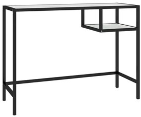 Nowoczesne szklane biurko z półką 100 cm biały marmur Z4-H77