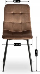 Zestaw Stół Okrągły LAUREN 90 cm Dąb Rustykalny/Czarny i 4 Krzesła PERU Brązowe Welurowe