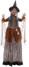 HOMCOM Wiedźma z Miksturą, Dekoracja Halloween, Straszne Dźwięki, Czerwone Oczy, Ruchoma, 183 cm