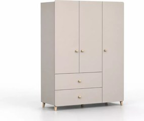 Szafa Passa 3D2S kaszmir 120 cm 3 drzwi 2 szuflady z drewnianymi uchwytami