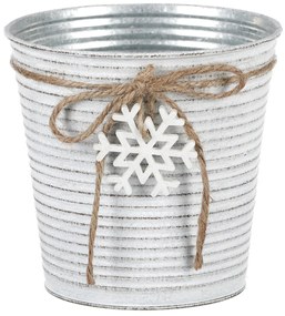 Osłonka na kwiaty z drewniany płatkiem, metal, śr. 15 cm