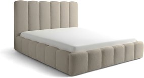 Łóżko tapicerowane Aura 160x200 z pojemnikiem - ciemno beżowa bukla Quelle 05