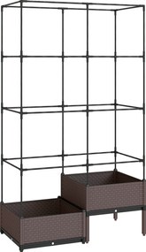 Outsunny Skrzynia do sadzenia ze stelażem do pnączy, otworami odpływowymi, plastikowymi donicami 100 x 50 x 174 cm | Aosom PL