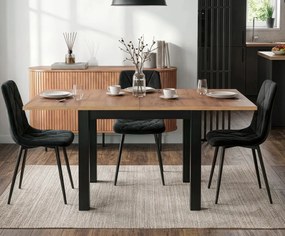 Stół rozkładany w stylu loftowym Max 80-160 cm, dąb craft/czarny