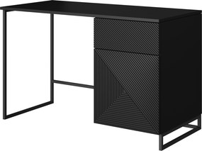 Biurko Asha 120 cm z szufladą - czarny mat / czarny stelaż