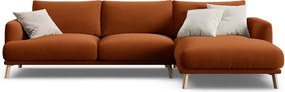 Aksamitny narożnik (prawostronny/z szezlongiem) w kolorze terakoty Naomi – Micadoni