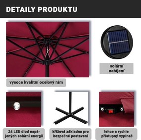 STILIST Parasol ogrodowy z rączką 3,5m, khaki + LED