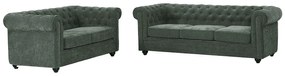 Kanapa 3-osobowa i 2-osobowa z zielonej tkaniny CHESTERFIELD