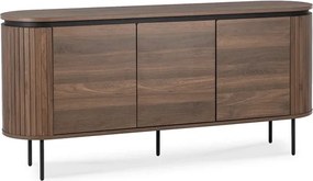 Komoda do Salonu BECK 160 cm Orzech Trzydrzwiowa Ryflowana Nowoczesna