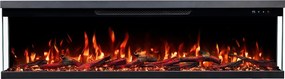 Trójstronny kominek elektryczny UNITY 107 - ogień premium, na ścianę i do zabudowy - 107x19x36 cm - kominek LED z grzaniem 900/1800W