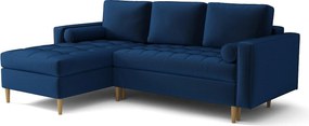Narożnik lewy rozkładany Monza 246x172 cm z funkcją spania - granatowy Monolith 77