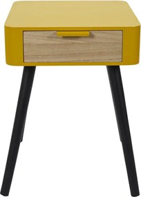 Designerski stolik nocny z szufladą żółty + czarny W2-F08