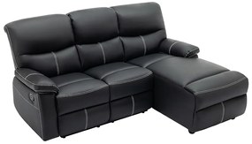 Kanapa narożna prawostronna z funkcją relax z czarnej ekoskóry - CANBY