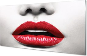 Szklany Panel Czerwone Usta i Nos Kobiety