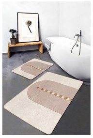 Beżowe aksamitne dywaniki łazienkowe zestaw 2 szt. 60x100 cm – Mila Home